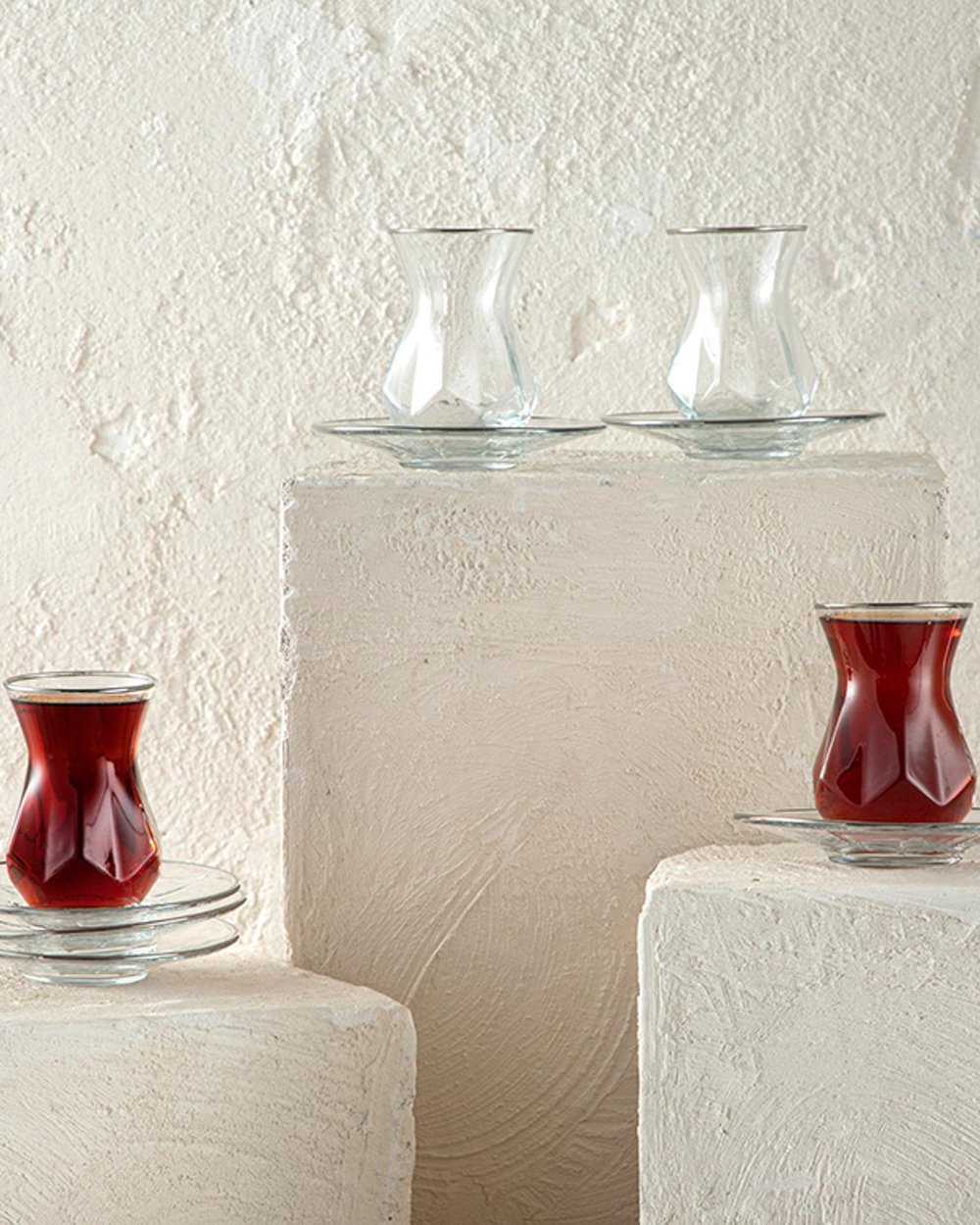 Ritz Glass 12 Parça 6 Kişilik Tea Set 165 ml Silver.