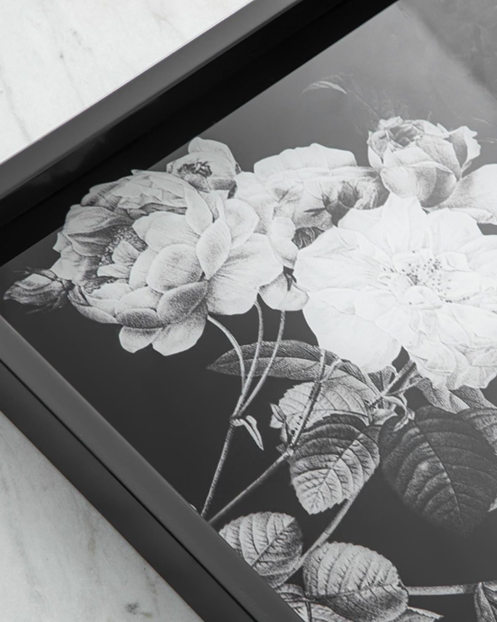 Rose in Black Decorative Tray 35x35 cm Black