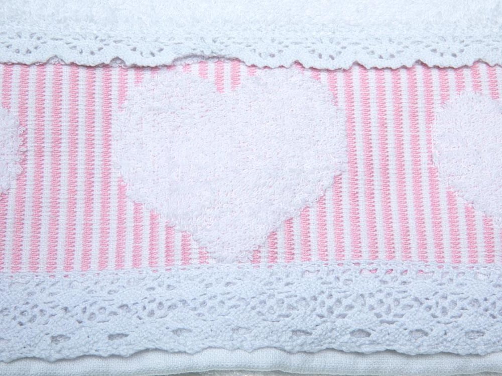 Rosy Love ХАВЛИЯ ЗА ЛИЦЕ С дантела Жакардов 50x80 cm White-Pink