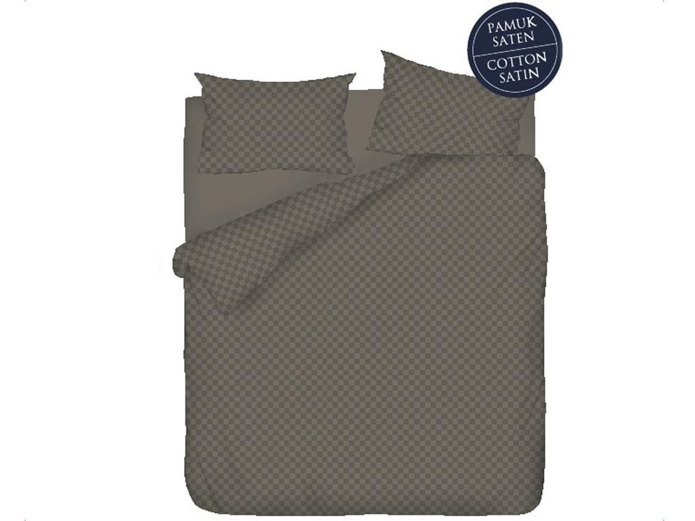 Rustic Check СПАЛНО БЕЛЬО КОМПЛЕ Двоен Памучен Сатен 200x220 cm Brown,
