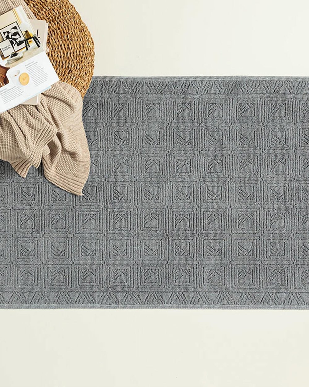 Shabby Килим Памучен 100x200 см Сив