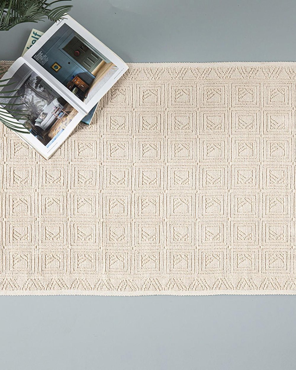 Shabby Килим От Букле 110x110 см Кремав
