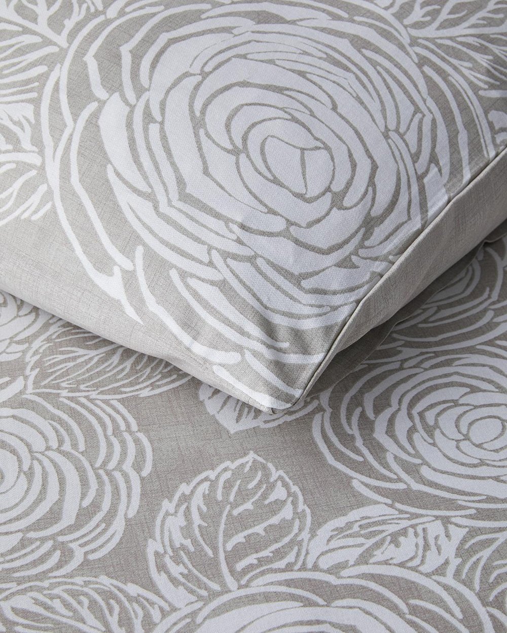 Shabby Rose Crêpe Double Size Duvet Cover Set 200x220 cm Stone Color