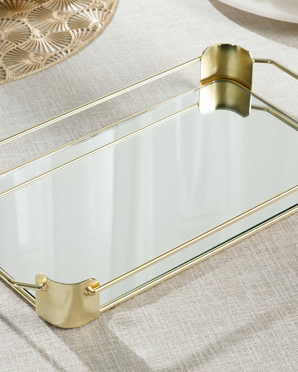 Shine Metal Tray 19x36 cm Transparent