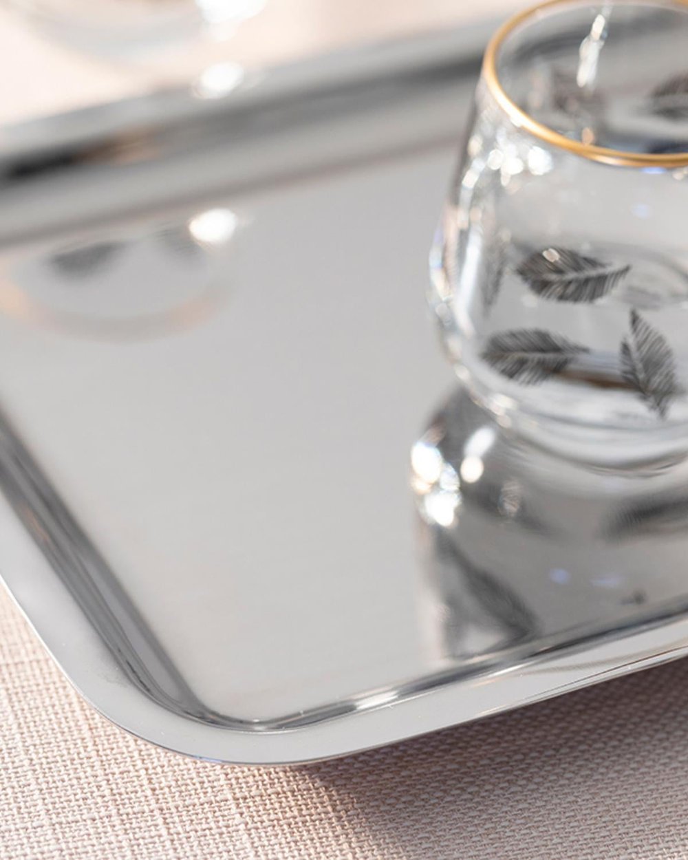 Shiny Metal Tray 22x16 cm Silver