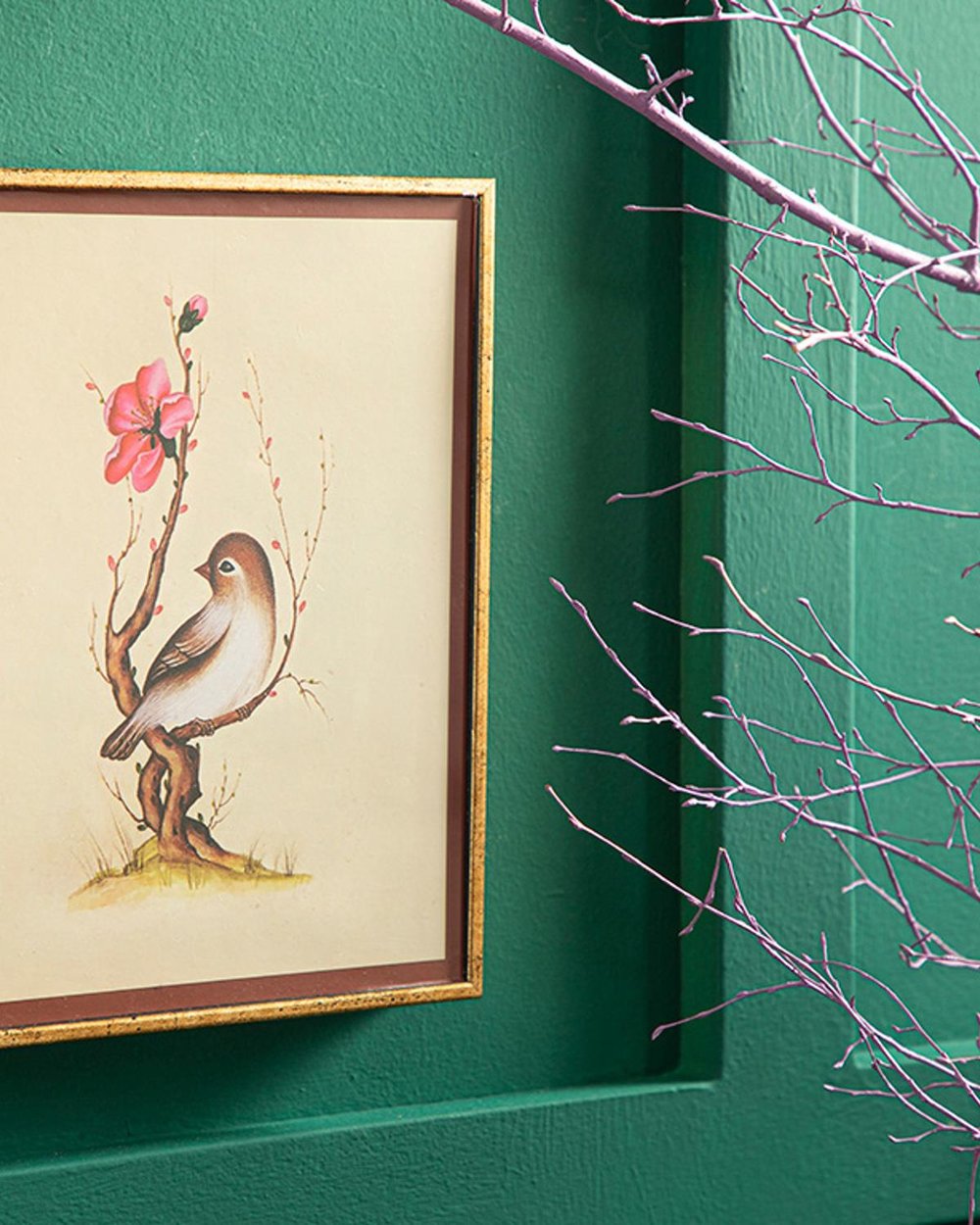 Shiny Bird Картина 18x23 см Златен