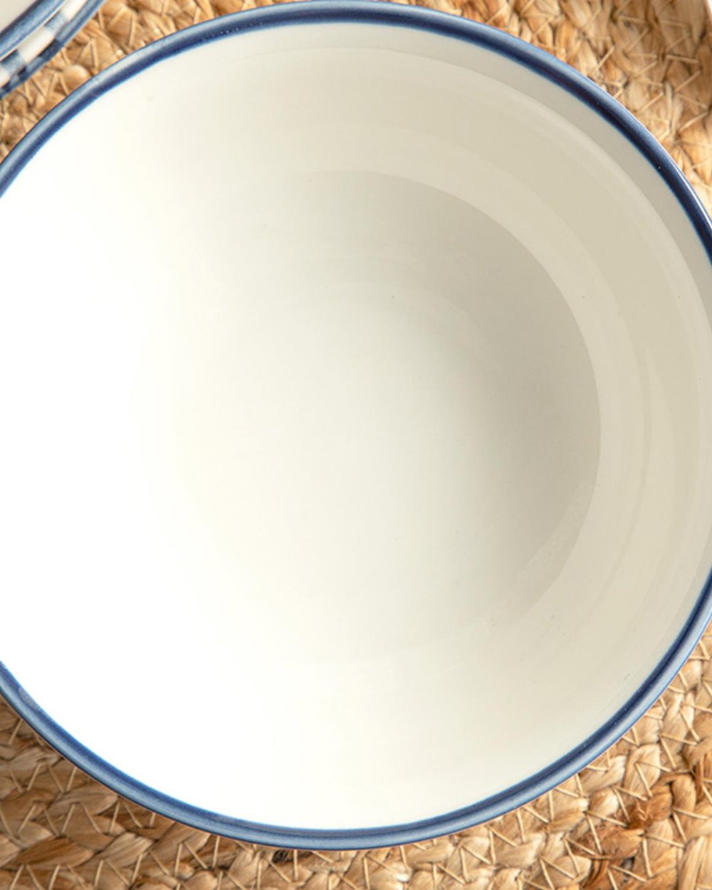 Simple Porcelain Bowl 14 cm White-NavyBlue