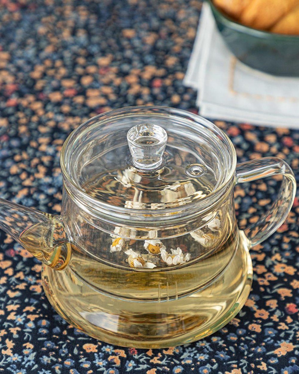 Simple Чайник С Цедка, Жакард С Граници, Прозрачен, 500 Ml