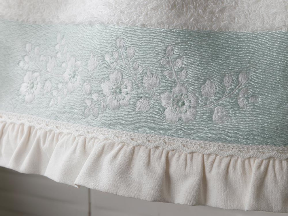 Small Flowers ХАВЛИЯ ЗА ЛИЦЕ С бордюр 50x80 cm Ecru-Celadon