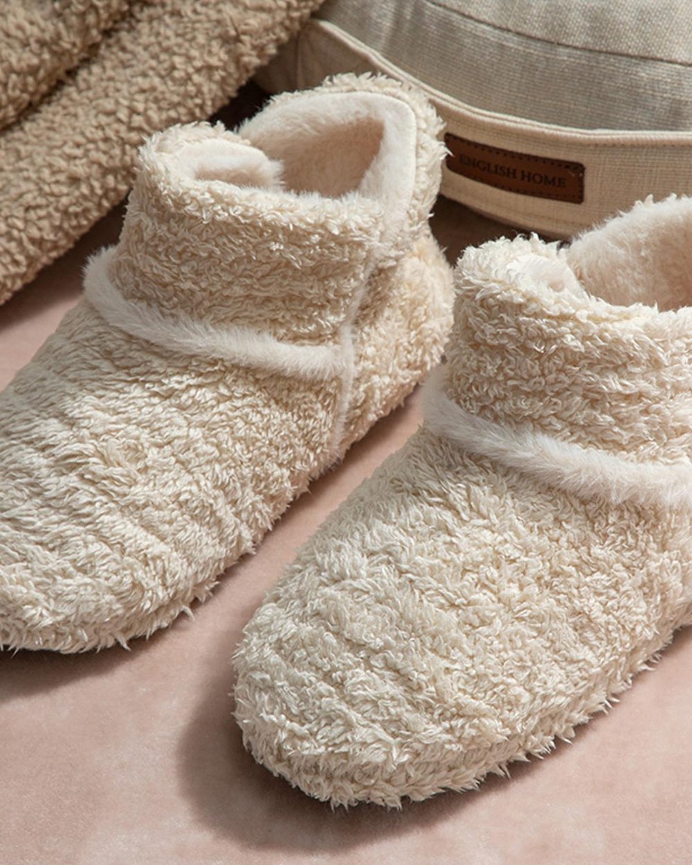 Soft Stripe Боти За Дома Дамски, Плюш, Бежово, 36