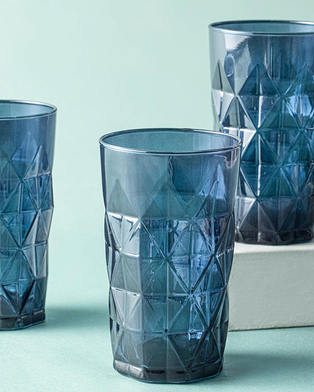 Sofya Чаша За Безалкохолно 3 Бр., Стъкло, Тъмно Синьо, 460 Ml