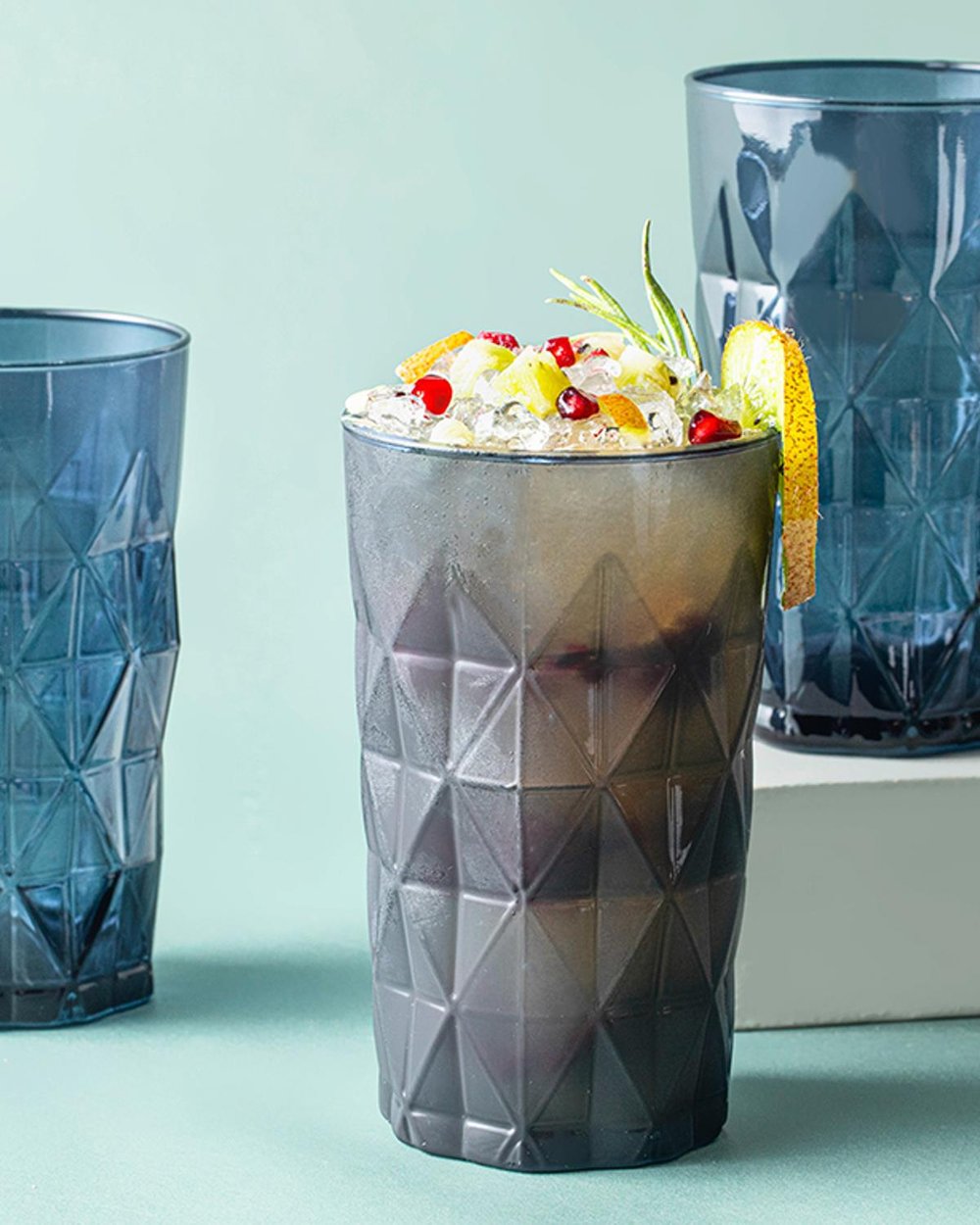 Sofya Чаша За Безалкохолно 3 Бр., Стъкло, Тъмно Синьо, 460 Ml