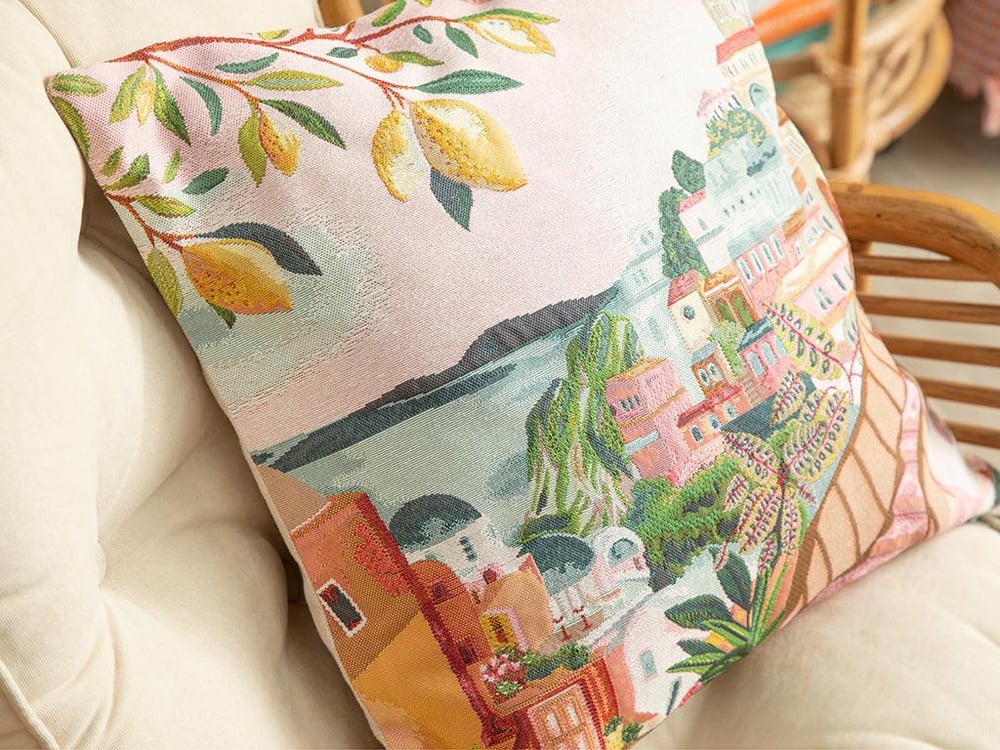 Soleil Gobelin Cover Throw Pillows 45x45 cm Pink-Yellow