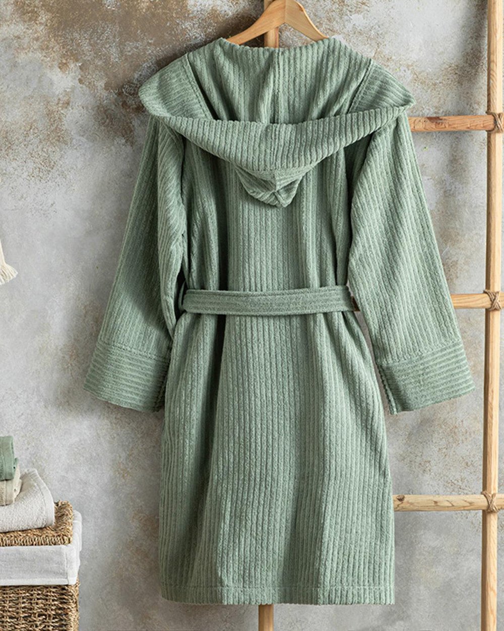 Stripe Халат Рипсено, Памучен, Морско Зелено, L-Xl