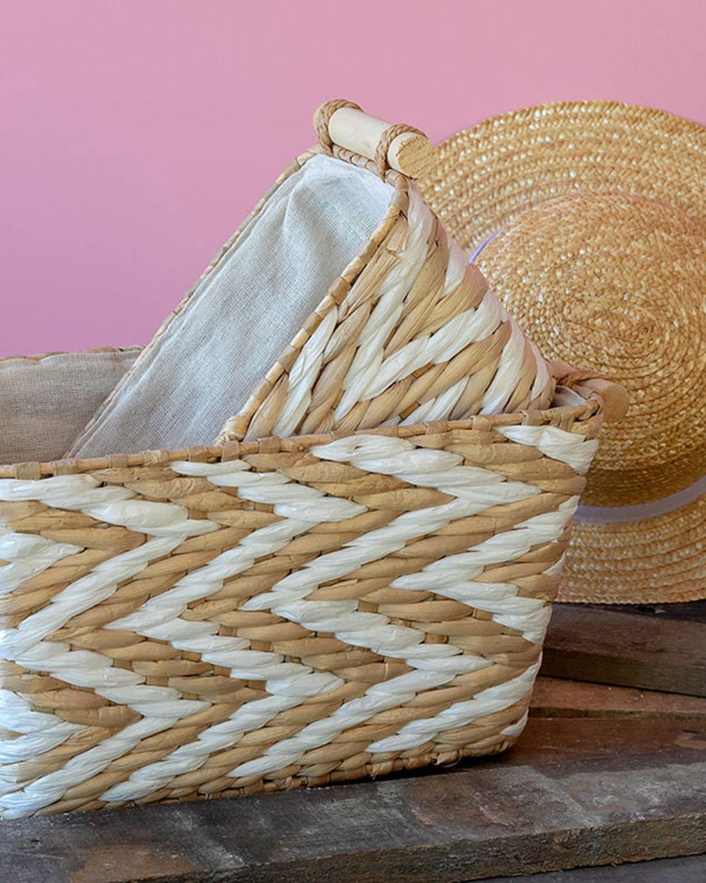 Stripe New Кошница 28x16 см Бежов