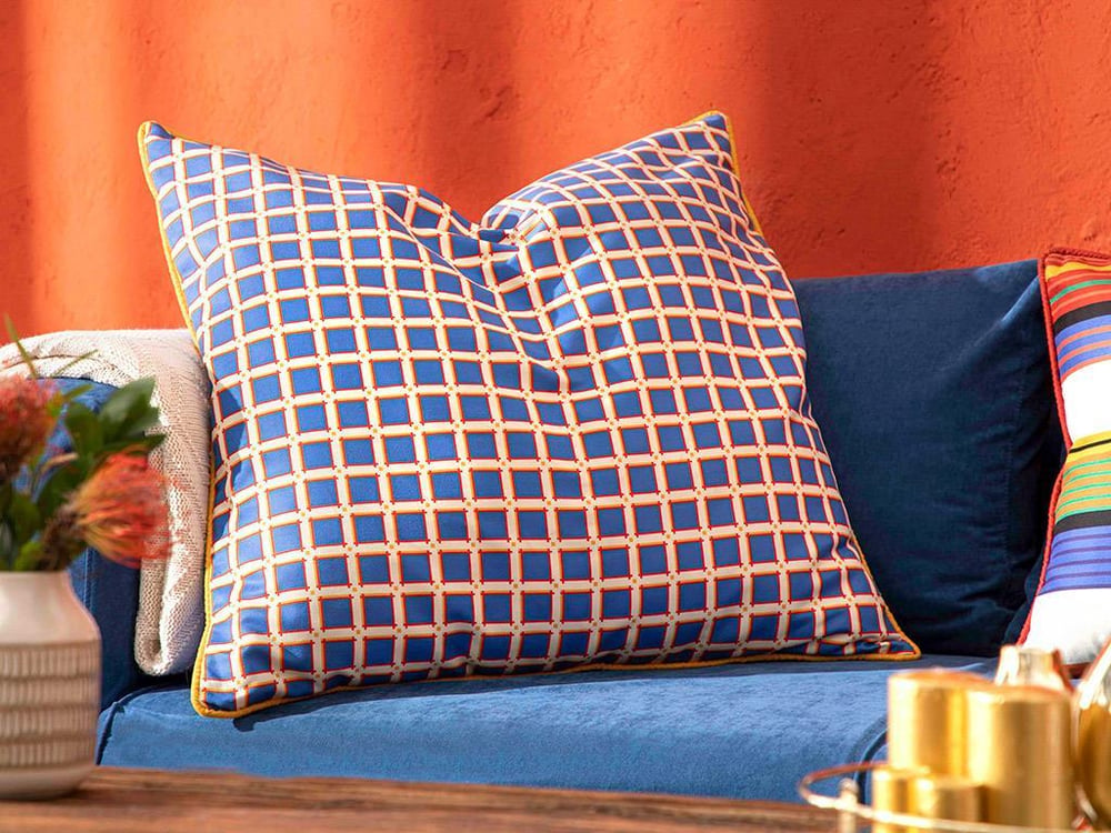 Tesselation Printed Large Cushion 70x70 cm Navy Blue
