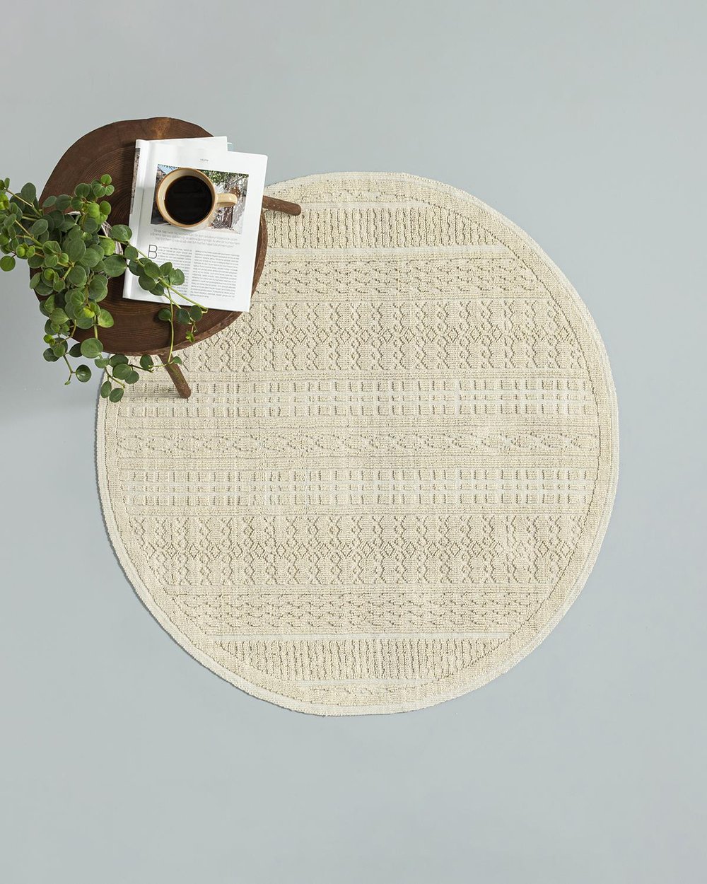 Thore Килим От Букле 110x110 см Кремав