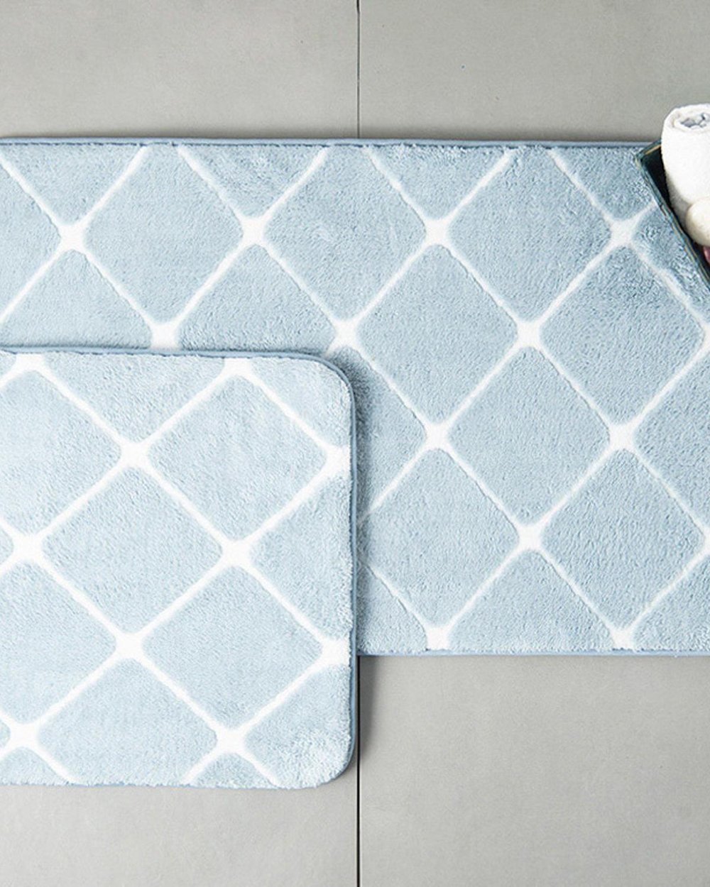 Tile Комплект Постелки За Баня Полиестер 50x80 - 45x50 см Син