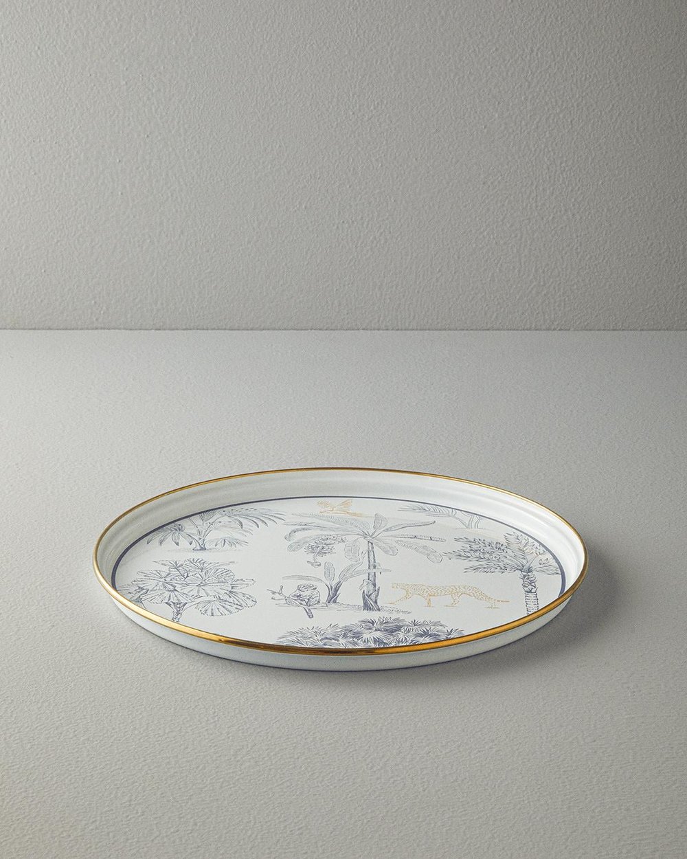Toile Botanical Табла Кръгъл, Емайлиран, Тъмно Синьо-Бяло, 33 Cm