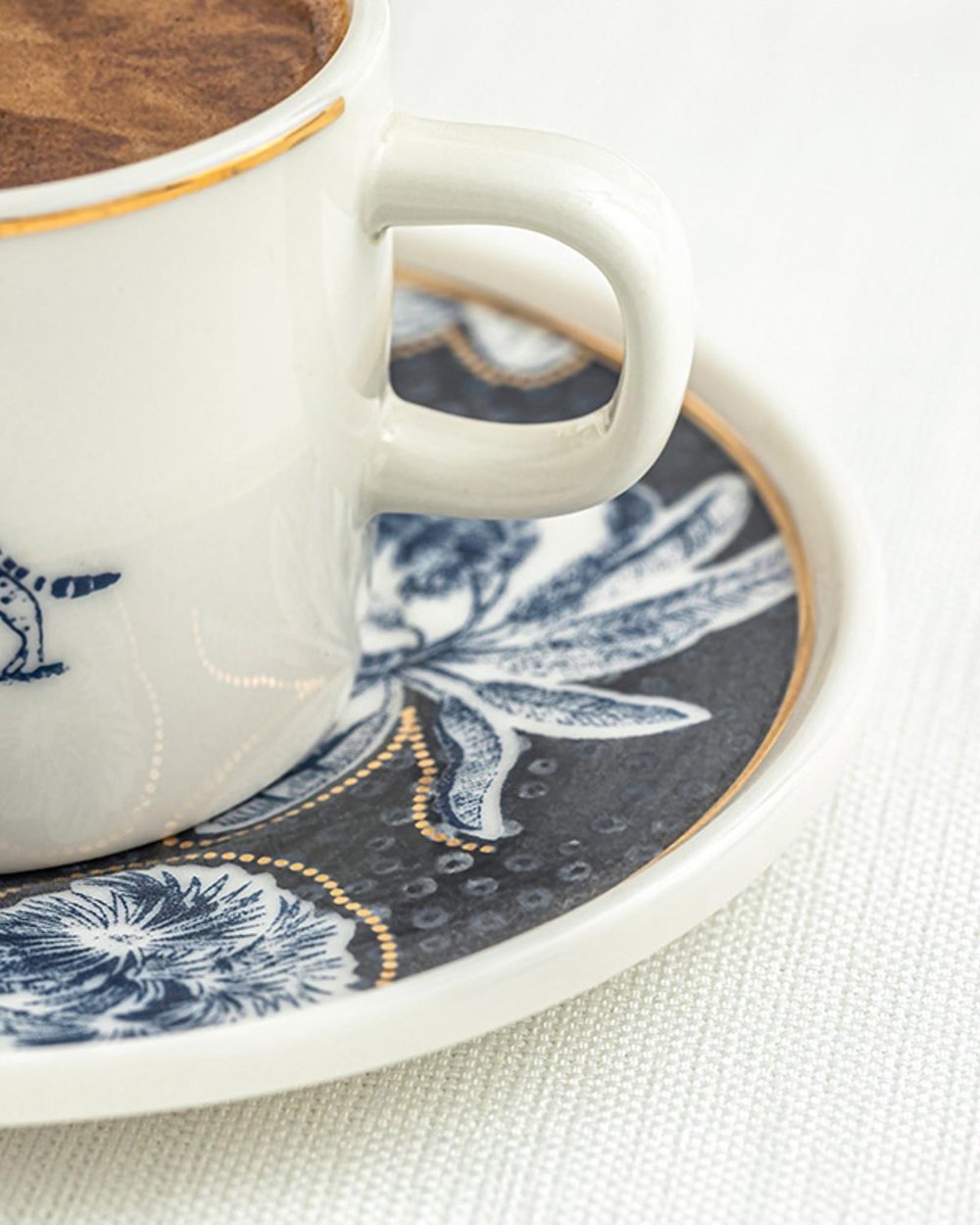 Toile Panther bone porcelain 4 Parça 2 Kişilik Coffee Cup Set 90 ml Dark Blue.