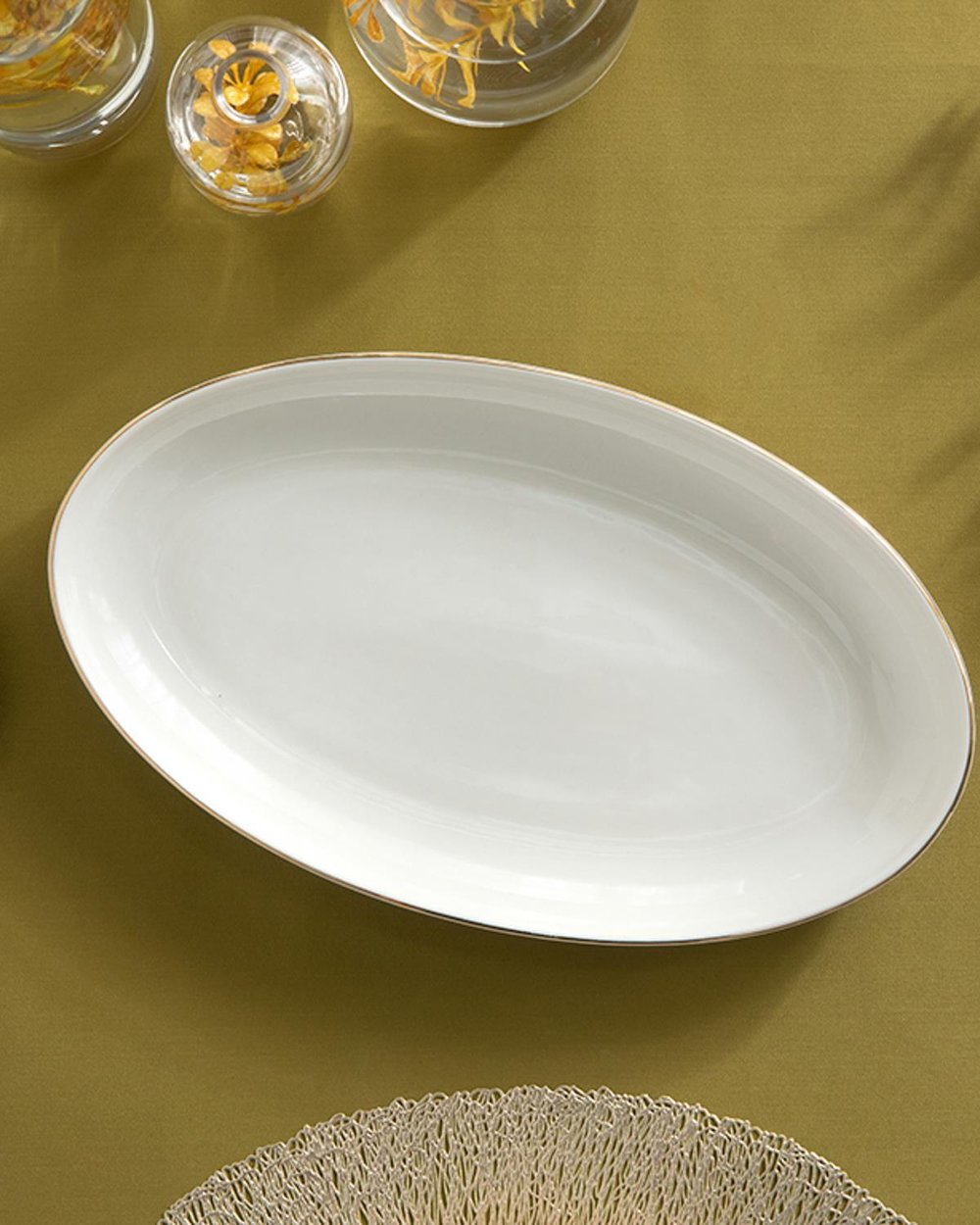 Torino Porcelain Rectangular Plate 30 cm Gold