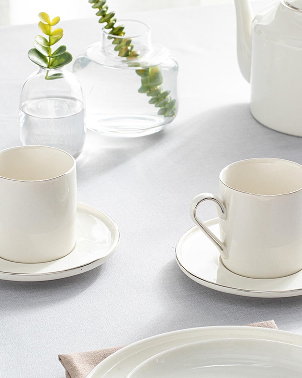 Torino Porcelain 4 Parça 2 Kişilik Tea Cup Set 180 ml Silver.