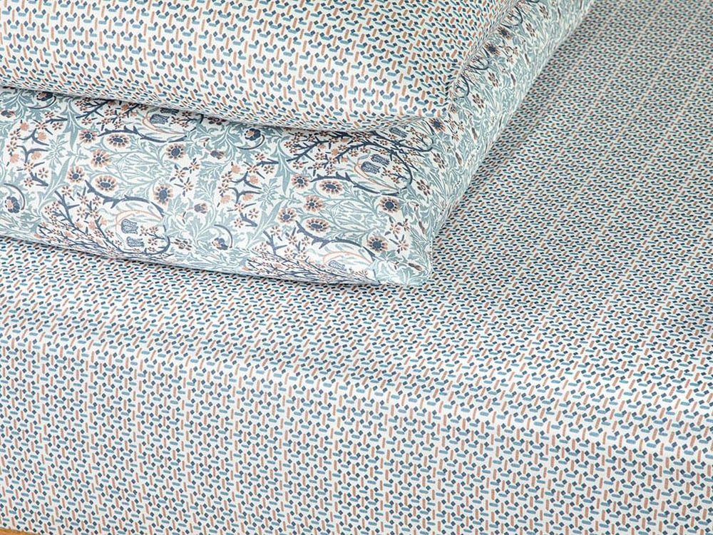 Trellis Easy Iron For One Person Sheet 160x240 cm Blue - Cinnamon