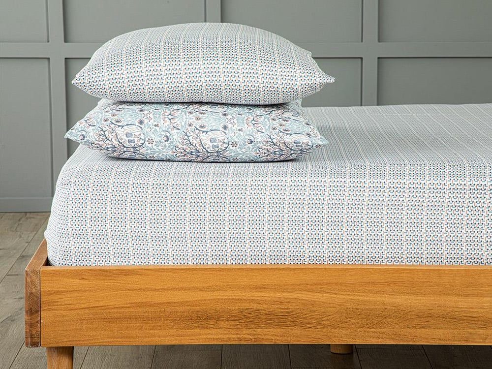 Trellis Easy Iron For One Person Sheet 160x240 cm Blue - Cinnamon
