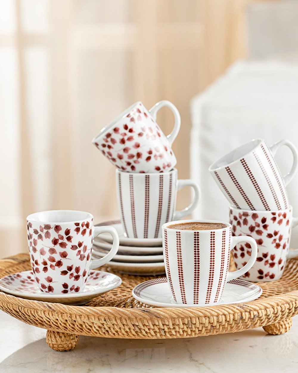 Tribal Сервиз за Кафе 12 бр Порцелан 80 ml Claret Red
