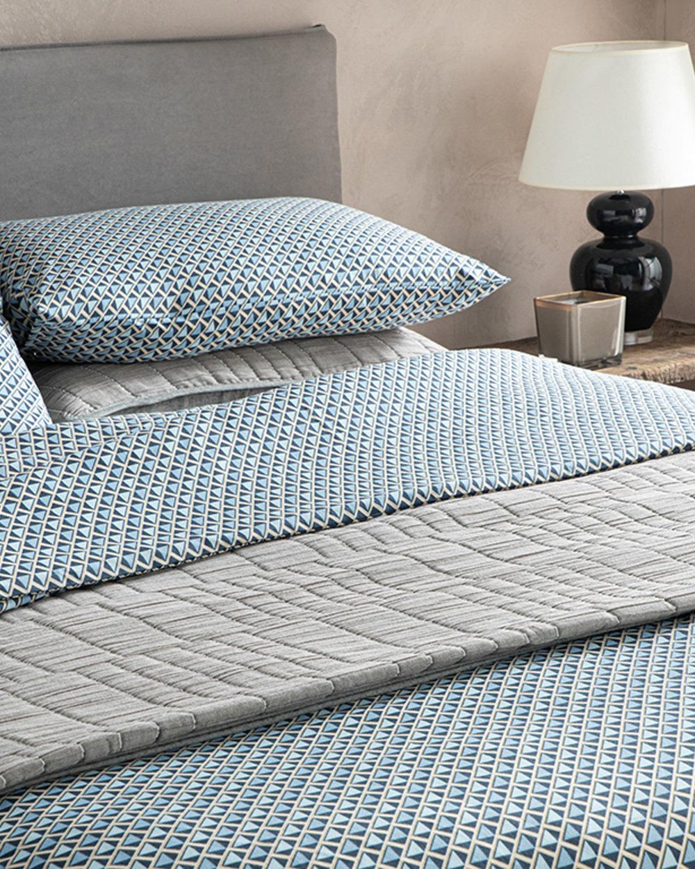 Trio Tile Easy Iron For One Person Duvet Cover Set Pack 160x220 cm Dark Blue