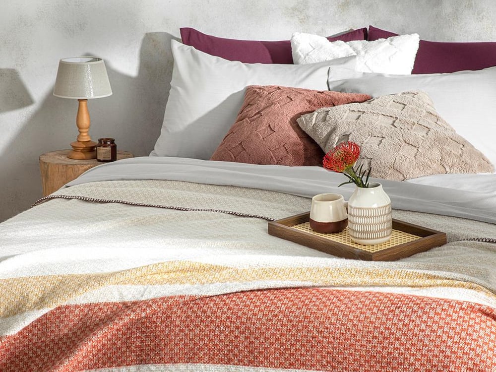 Triple Stripe Scotch For One Person Blanket 150x200 cm Damson - Terrecota