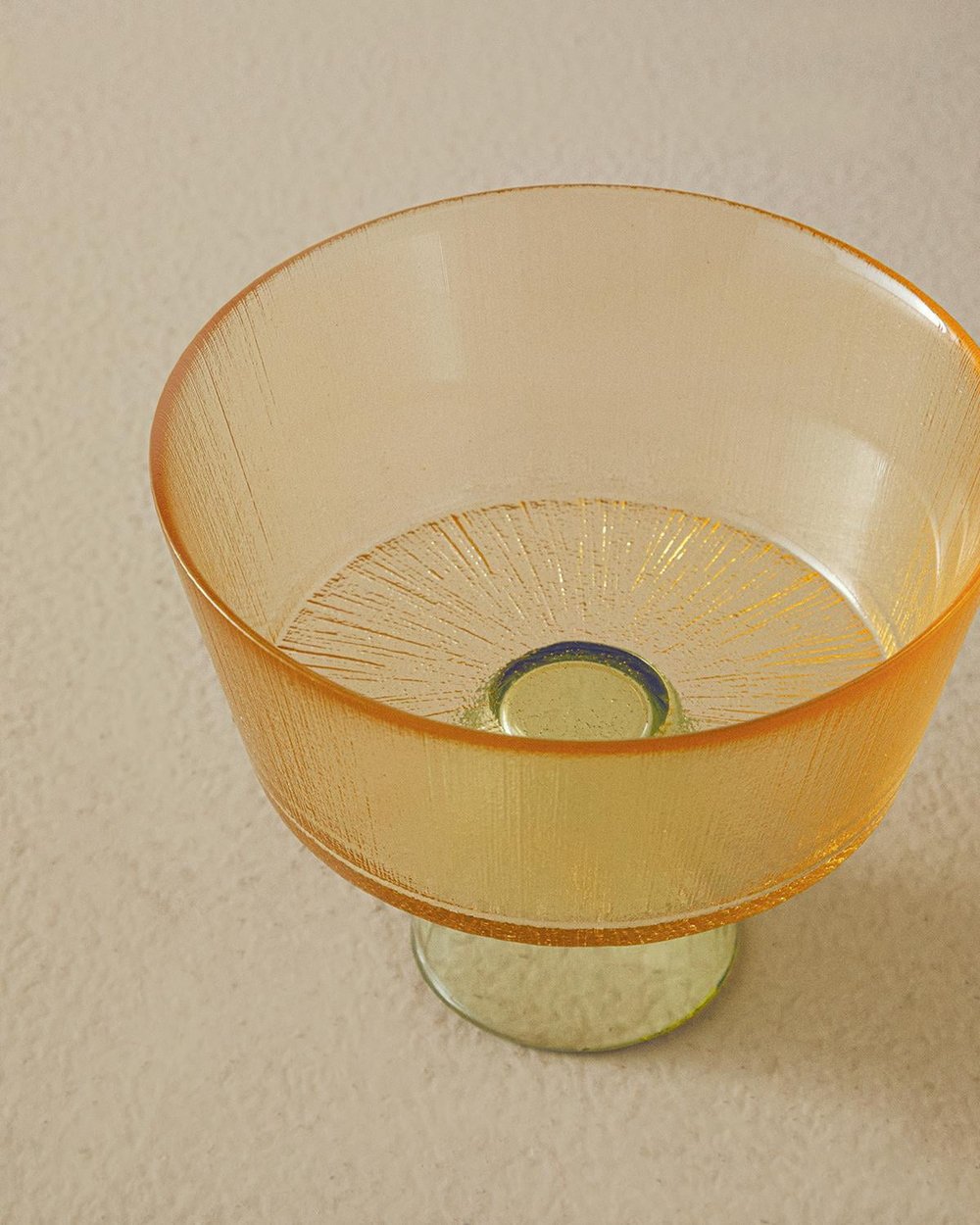 Unique Patch Glass With Legs Presenter 16 cm Orange - Green