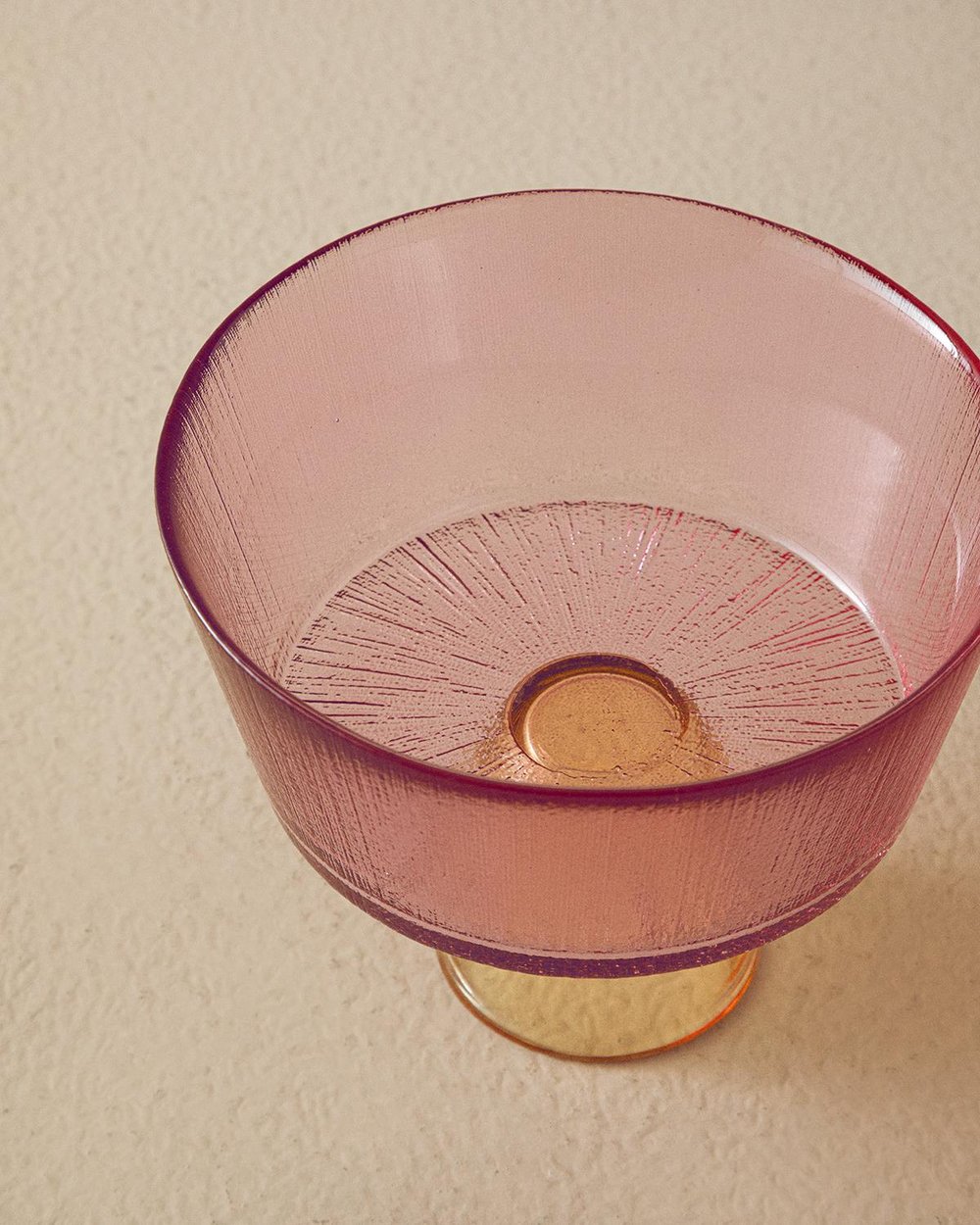 Unique Patch Glass With Legs Presenter 16 cm Pink - Orange
