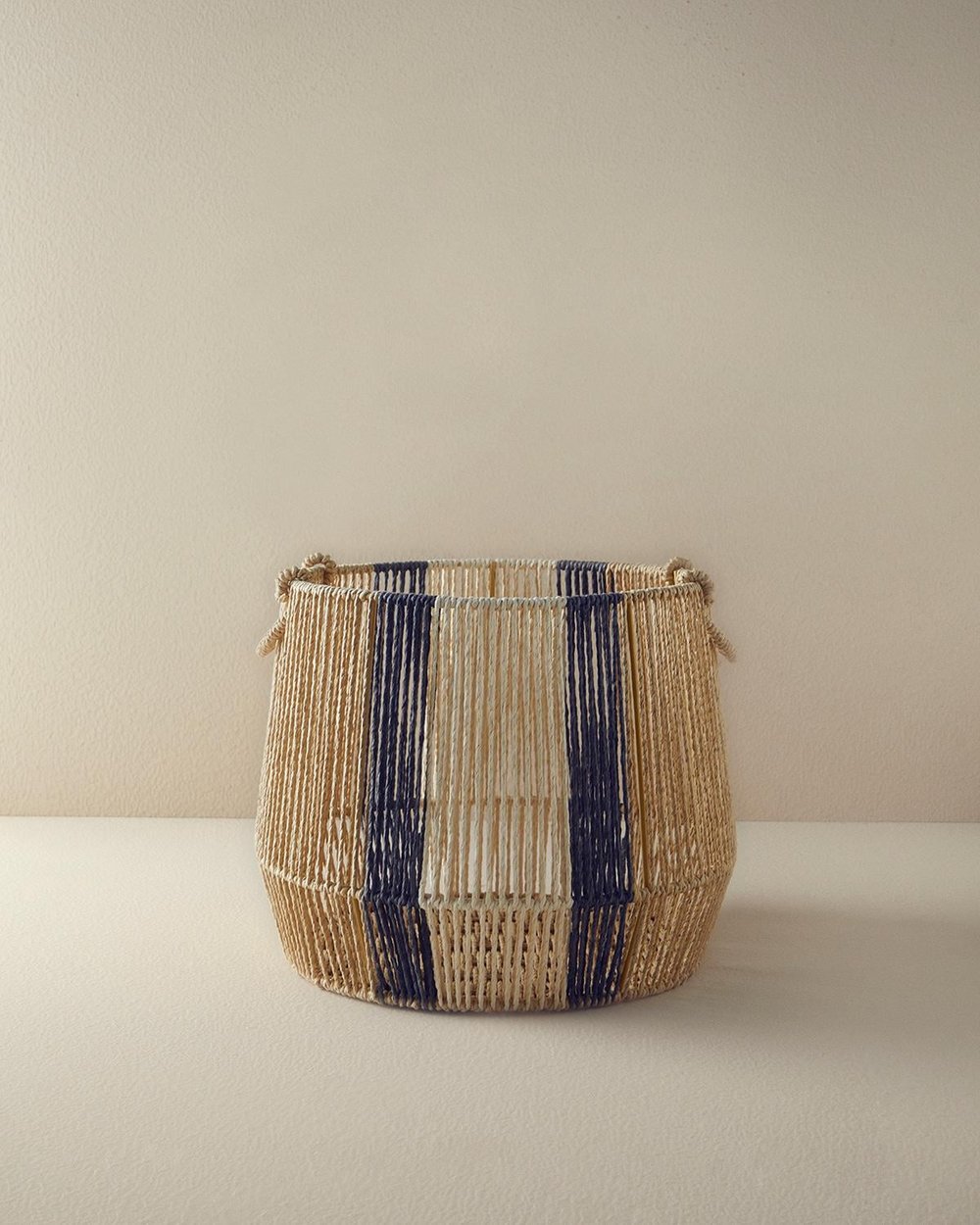 Venice Knitting Basket 30x30 cm Natural - Black