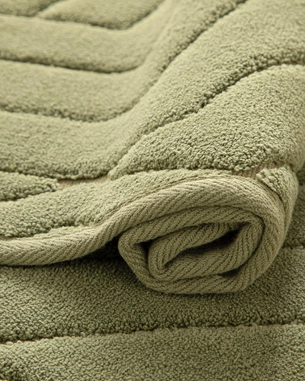 Wavy Постелка За Баня Ко Памучен, Зелено, 60 X 100 Cm + 60 X 50 Cm