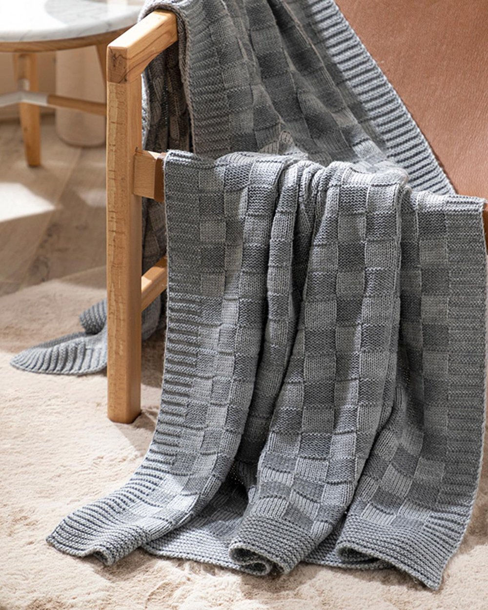 West Pole Knitwear Chair Shawl 130x170 cm Gray-Anthracite