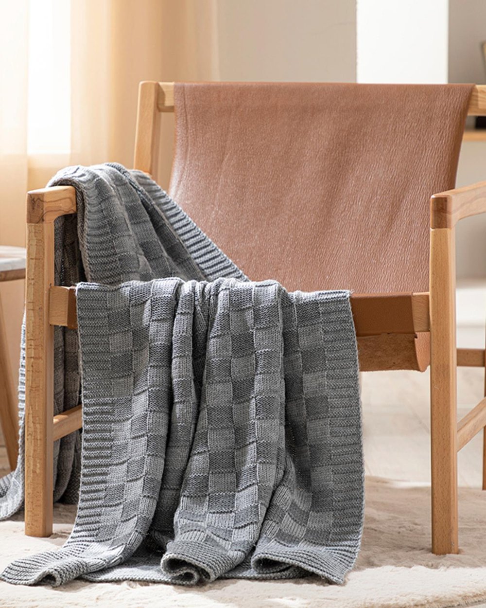 West Pole Knitwear Chair Shawl 130x170 cm Gray-Anthracite