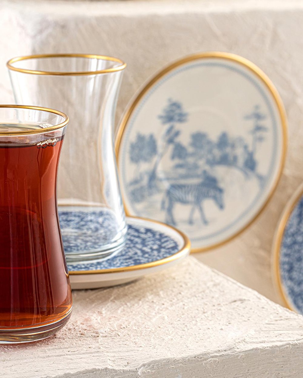 Zebra Porcelain 12 Parça 6 Kişilik Tea Set 160 ml Blue