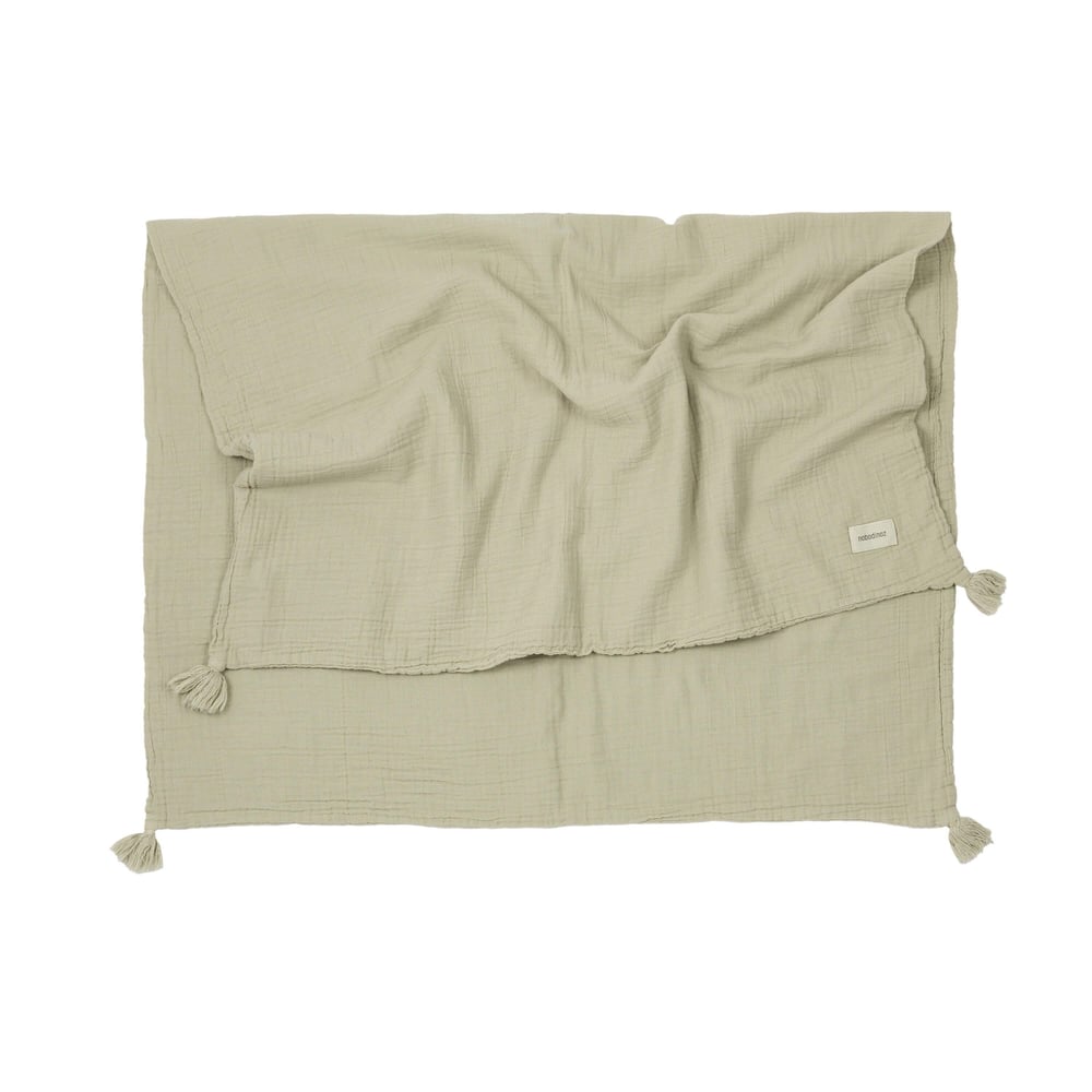 Nobodinoz Wabi Sabi Çift Kat Müslin Battaniye, Green Matcha