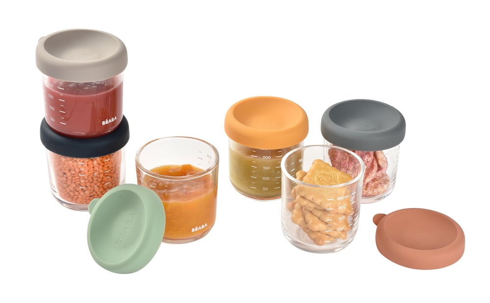 Bebek cam mama kavanozu 6lı set 250 ml, Sunrise color mix