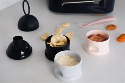 3 Katmanlı Süt Tozu Kutusu ve Atıştırmalık Kabı (Dark blue + Grey + Pink)