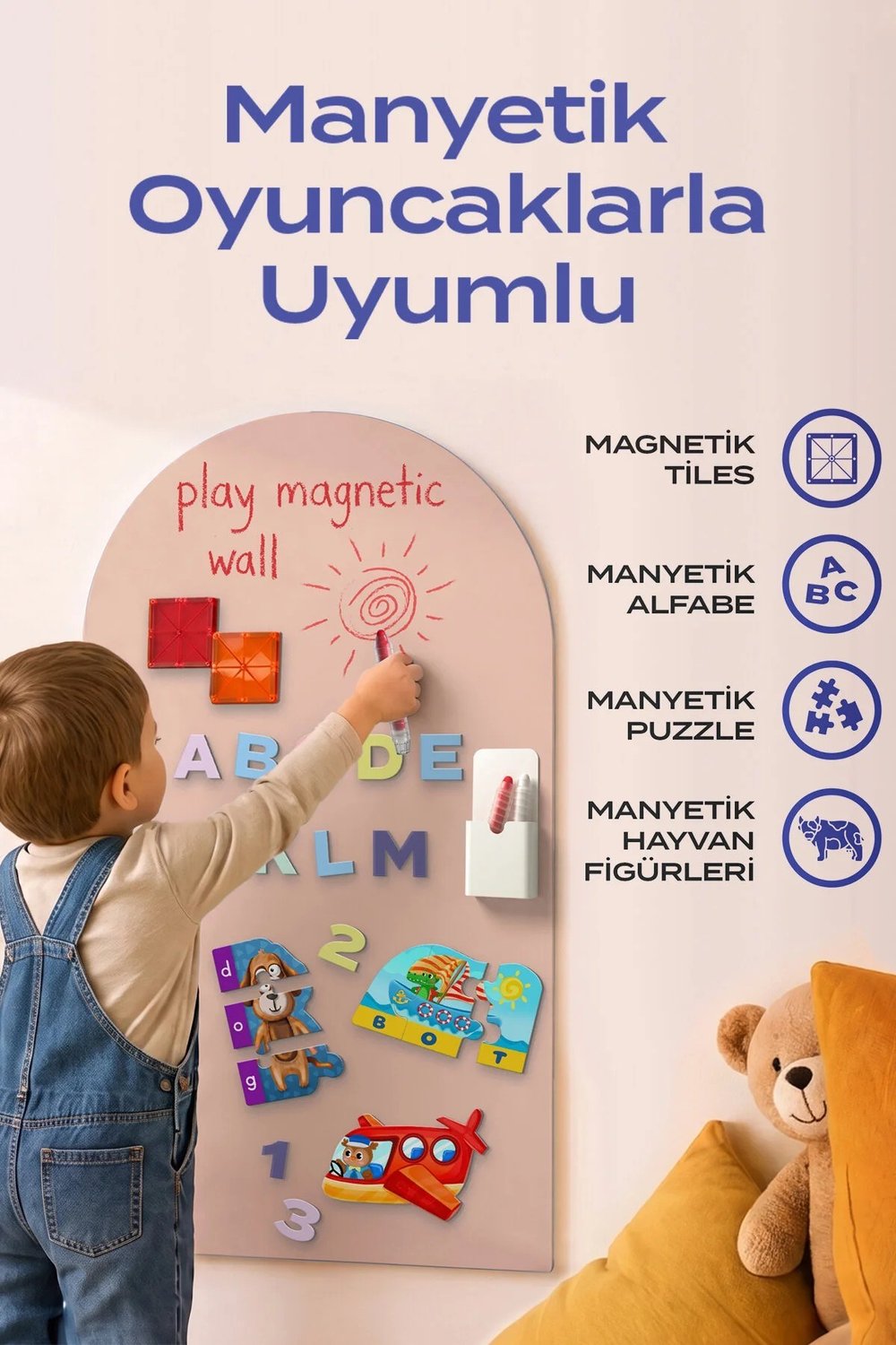 Zigo Toys Manyetik Duvar Panosu, Pudra Kil Pembe