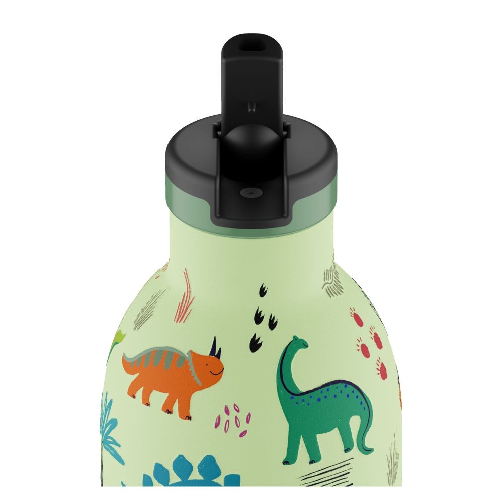 24Bottles Kids Bottle Pipetli Paslanmaz Çelik Termos 330 ml, Jurassic Friends