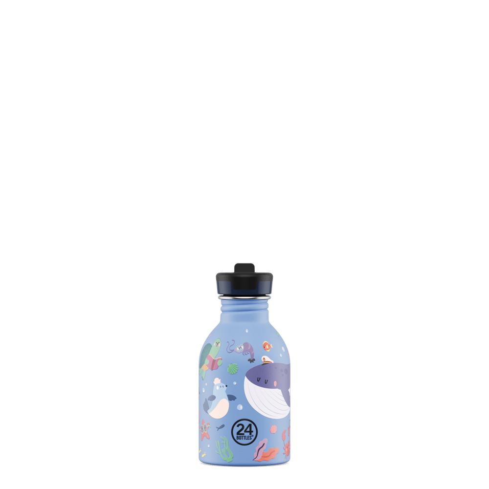 24Bottles Kids Bottle Pipetli Paslanmaz Çelik Çocuk Su Matarası 250 ml, Ocean Friends