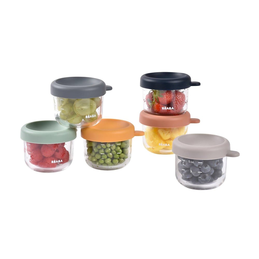 Beaba Bebek cam mama kavanozu 6lı set 150 ml, Sunrise color mix