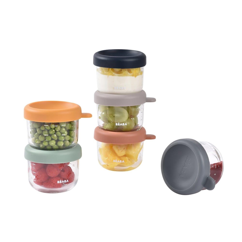 Beaba Bebek cam mama kavanozu 6lı set 150 ml, Sunrise color mix