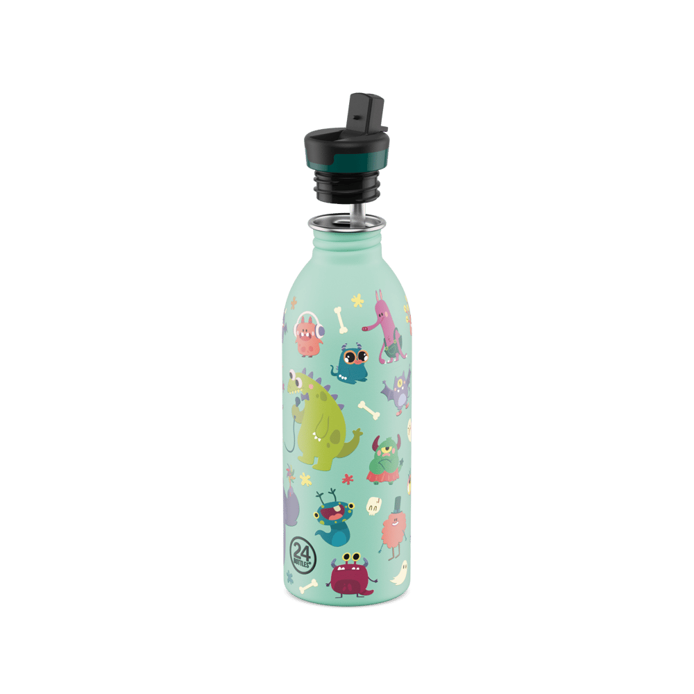 24Bottles Kids Bottle Pipetli Paslanmaz Çelik Çocuk Su Matarası 500 ml, Spooky Friends