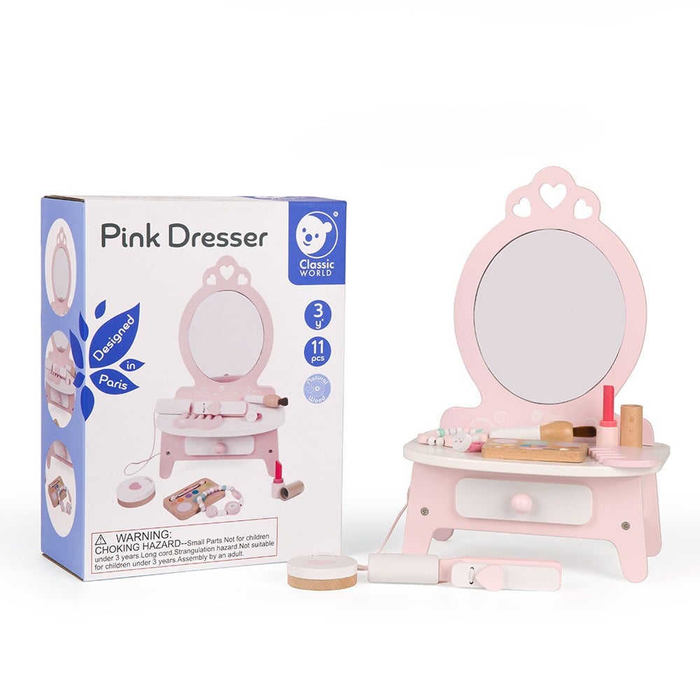 Classic World Ahşap Makyaj Masası - Pembe