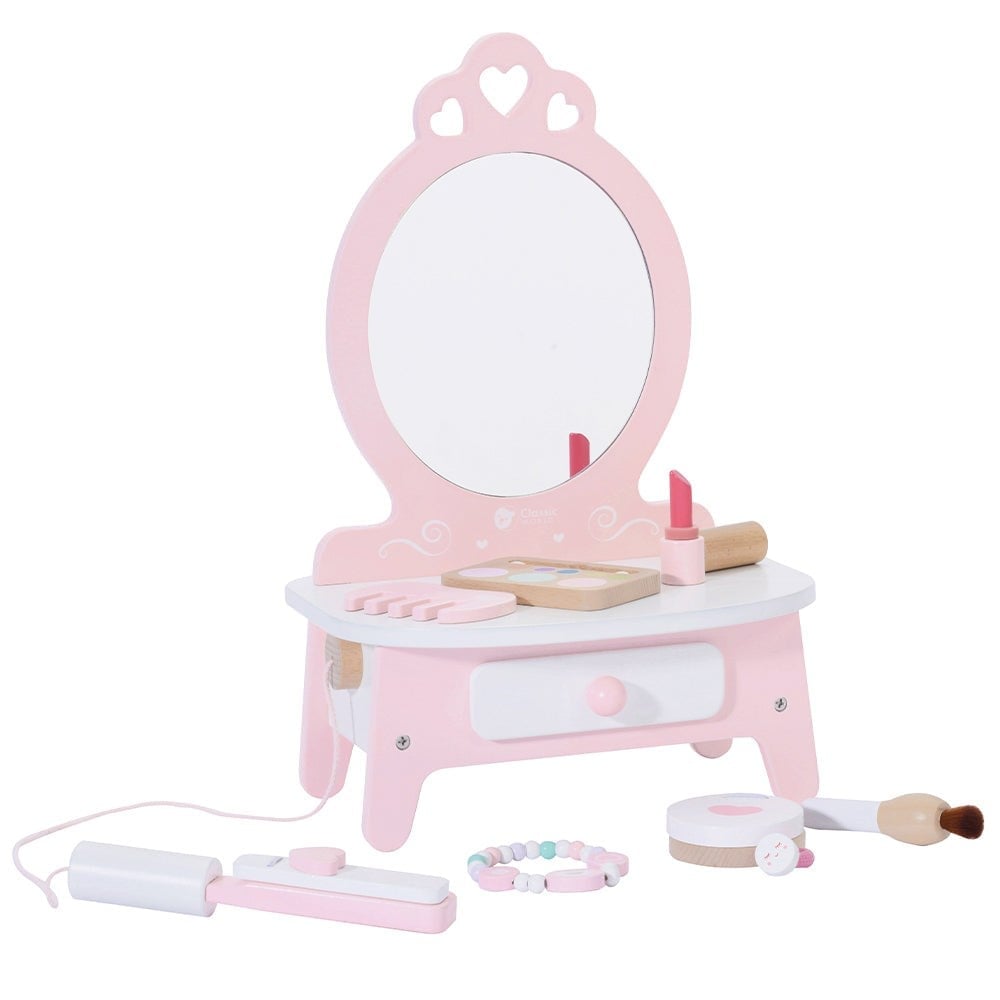 Classic World Ahşap Makyaj Masası - Pembe