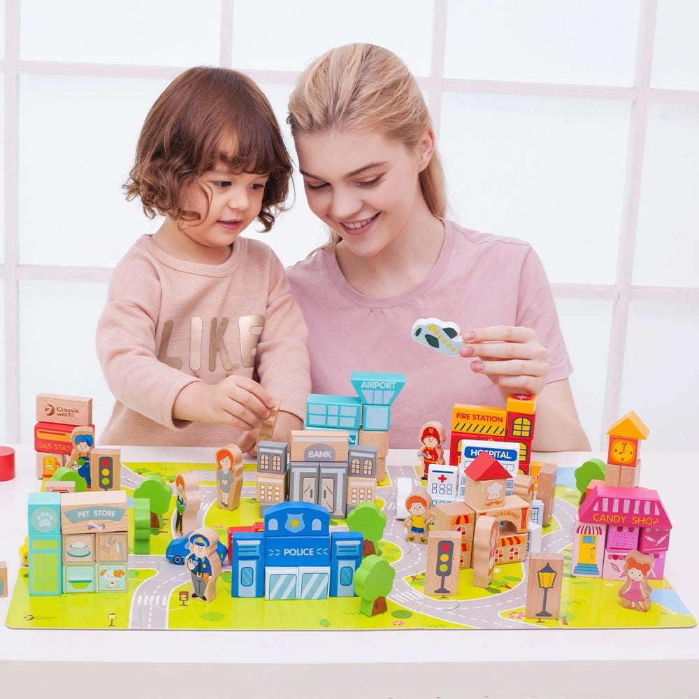 Classic World Ahşap Şehir Blok Seti